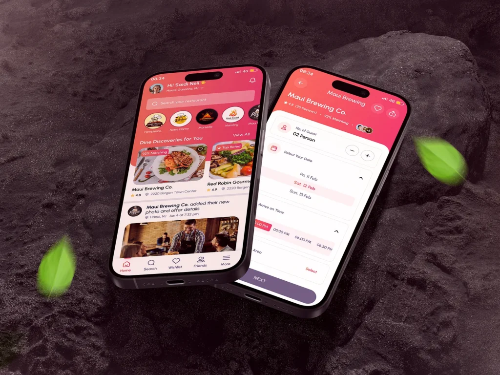 Online ordering system interface integrated into modern restaurant website